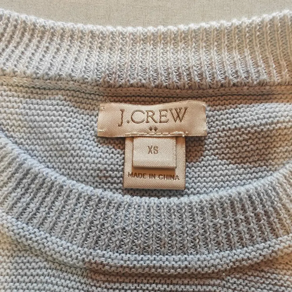 J.Crew XS 100% Cotton Crewneck Sweater Light Blue Ribbed Hem FA15